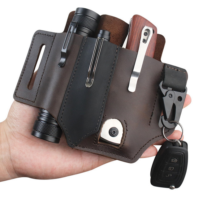 Leather EDC Tool Pouch Outdoor - đánh giá và giá Edc Carry Flashlight